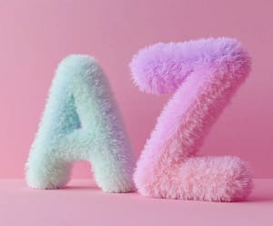 fluffy letters made in Midjourney