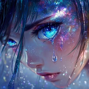 anime girl with teardrop