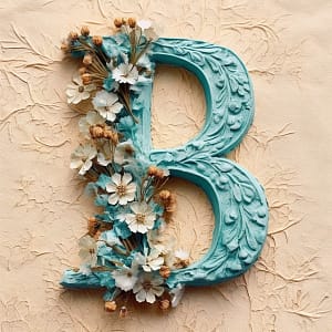 Capital B in 3d with flowers