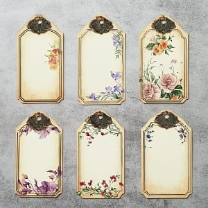 created vintage gift tags by using Midjourney