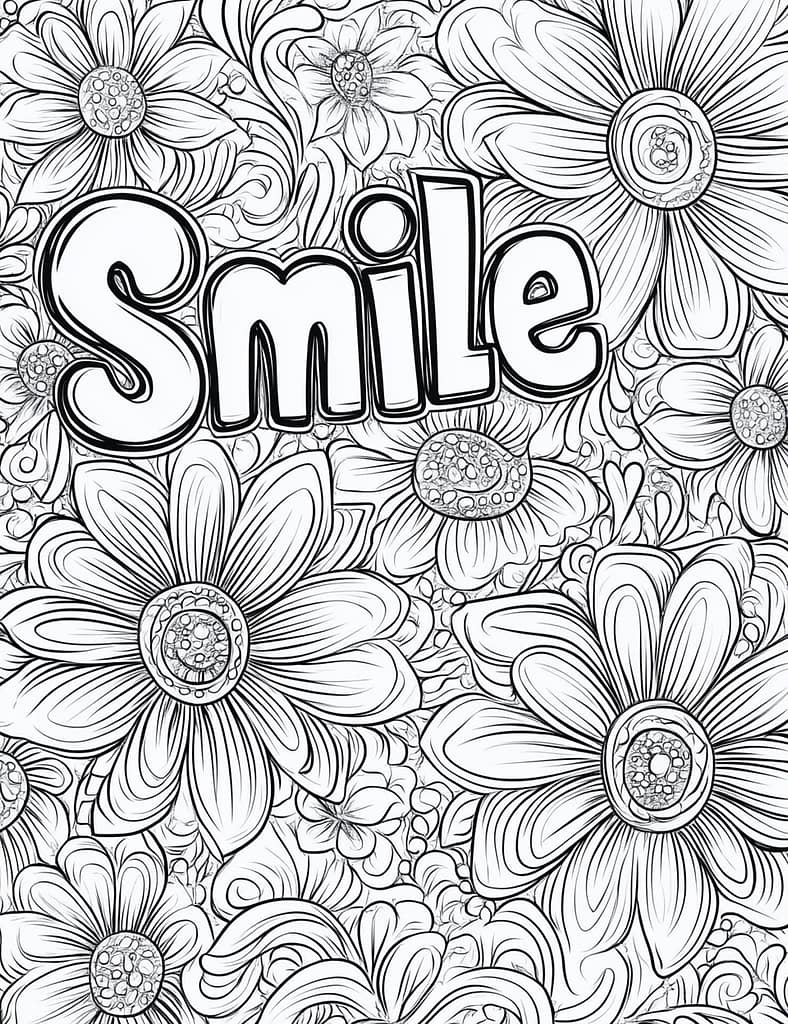 free midjourney coloring page prompt with inspirational word